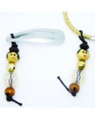 lot 1 barrette et 1 chouchou poupee marron transparente