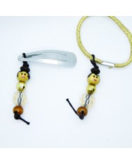 lot 1 barrette et 1 chouchou poupee marron transparente