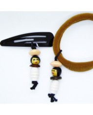 lot 1 barrette et 1 chouchou poupee blanc