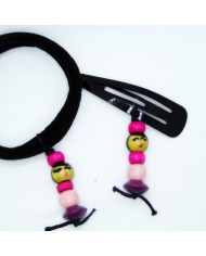 lot 1 barrette et 1 chouchou poupee fushia violet