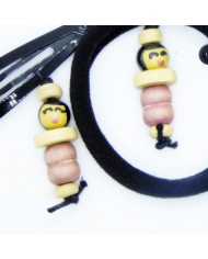 lot 2 barrettes et 1 chouchou poupee écru