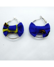 Boucle d'oreilles noeud bleu et jaune 3.5