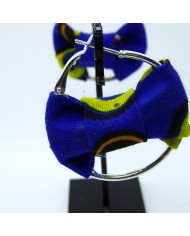 Boucle d'oreilles noeud bleu et jaune 3.5