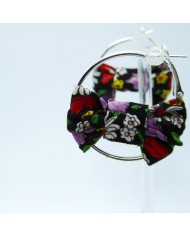 Boucle d'oreilles noeud  noir fleuri 3.5