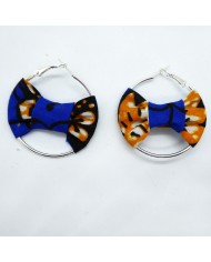 Boucle d'oreilles noeud bleu et jaune 4.5