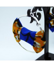 Boucle d'oreilles noeud bleu et jaune 4.5