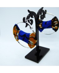 Boucle d'oreilles noeud bleu et jaune 4.5