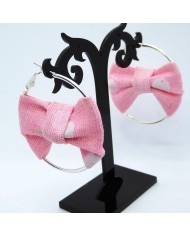 Boucle d'oreilles noeud  rose 4.5