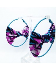 Boucle d'oreilles noeud rose bleu fleur 6