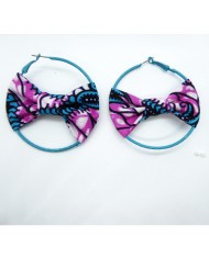 Boucle d'oreilles noeud rose bleu fleur 6