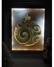 cadre lumineux boule de Noël Jaune