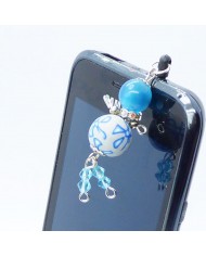 Bijou de portable poupee bleu et gris