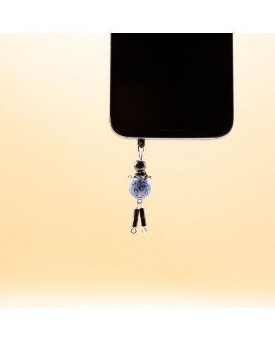 Bijou de portable poupee gris bleu