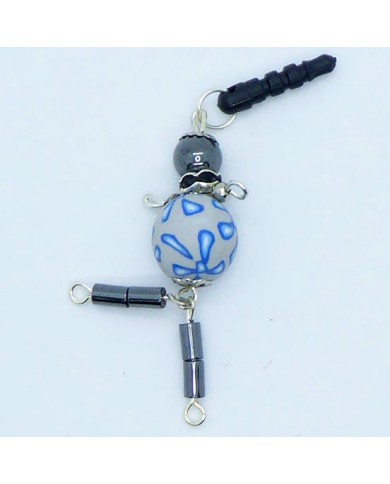 Bijou de portable poupee gris bleu Bijou de portable poupee gris bleu