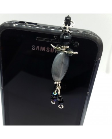 Bijou de portable poupee gris et noir Bijou de portable poupee gris et noir