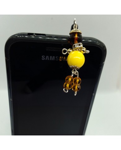 Bijou de portable poupee marron et jaune