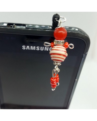 Bijou de portable poupee rouge rayé