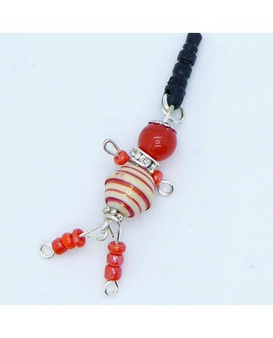 Bijou de portable poupee rouge rayé