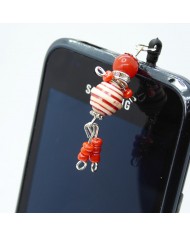 Bijou de portable poupee rouge rayé