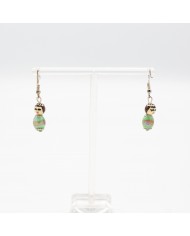 Boucle d'oreilles poupee verte fleur