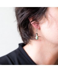 Boucle d'oreilles poupee verte fleur