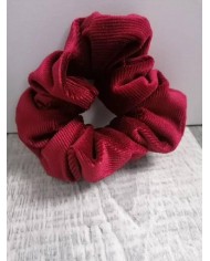 Chouchou élastique en velours petit côtelé bordeaux