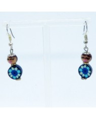 Boucle d'oreilles poupee bleu fleur