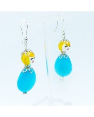 Boucle d'oreilles poupee grande bleu