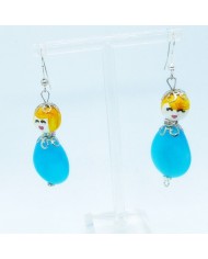 Boucle d'oreilles poupee grande bleu