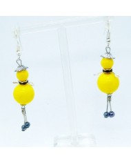 Boucle d'oreilles poupee perle jaune