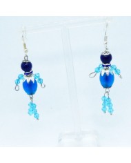 Boucle d'oreilles poupee perle bleu