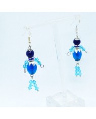 Boucle d'oreilles poupee perle bleu