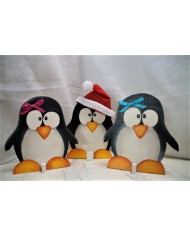 Pingouin décoratif en bois peint