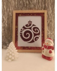 Cadre lumineux boule de Noël rouge & blanc