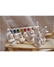 Crèche en plâtre à peindre - 9 sujets (+peinture)