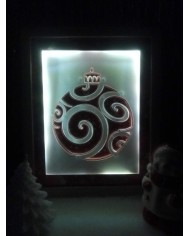 Cadre lumineux boule de Noël rouge & blanc