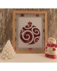 Cadre lumineux boule de Noël Blanc & Rouge