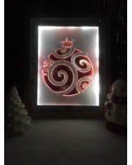 Cadre lumineux boule de Noël Blanc & Rouge