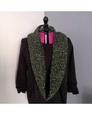 Snood en laine anthracite filament vert fluo