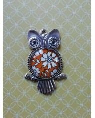 Pendentif chouette en Liberty Capel moutarde