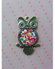 Pendentif chouette en Liberty Eloïse orange