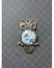 Pendentif chouette en Liberty New Eloïse bleu
