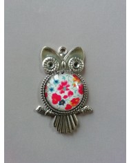 Pendentif chouette en Liberty Phoebe orange