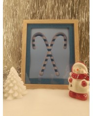 cadre lumineux surcre d'orge de Noël Bleu