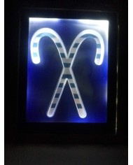 cadre lumineux surcre d'orge de Noël Bleu