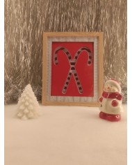 Cadre lumineux surcre d'orge de Noël rouge