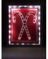 Cadre lumineux surcre d'orge de Noël rouge