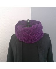 Snood en laine chenille violet