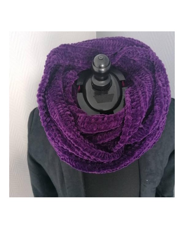 Snood en laine chenille violet