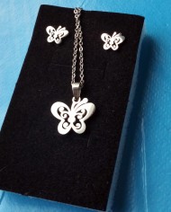 Parure "papillon" metal argenté